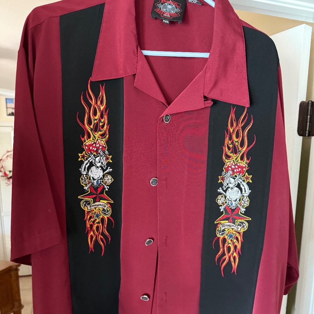 Dragonfly embroidered shirt XXL